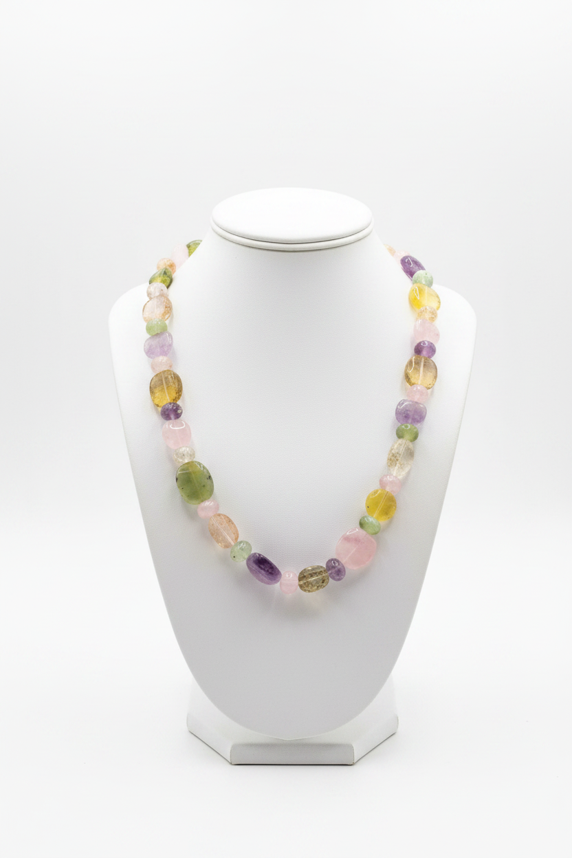 Collar de Minerales y plata de ley único y artesanal