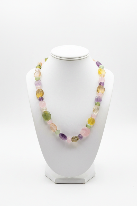 Collar de Minerales y plata de ley único y artesanal