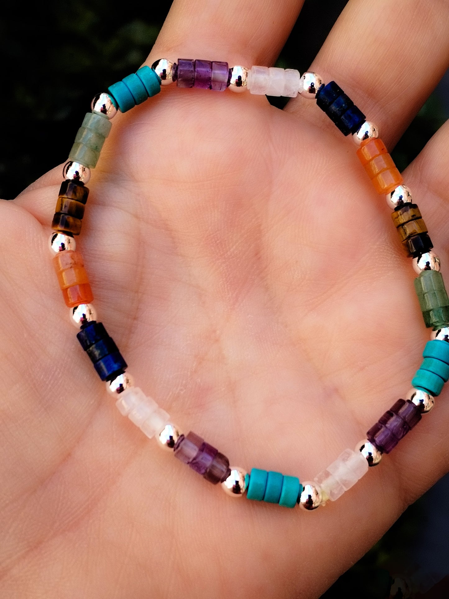 Pulsera de varios minerales y Hematite plateado