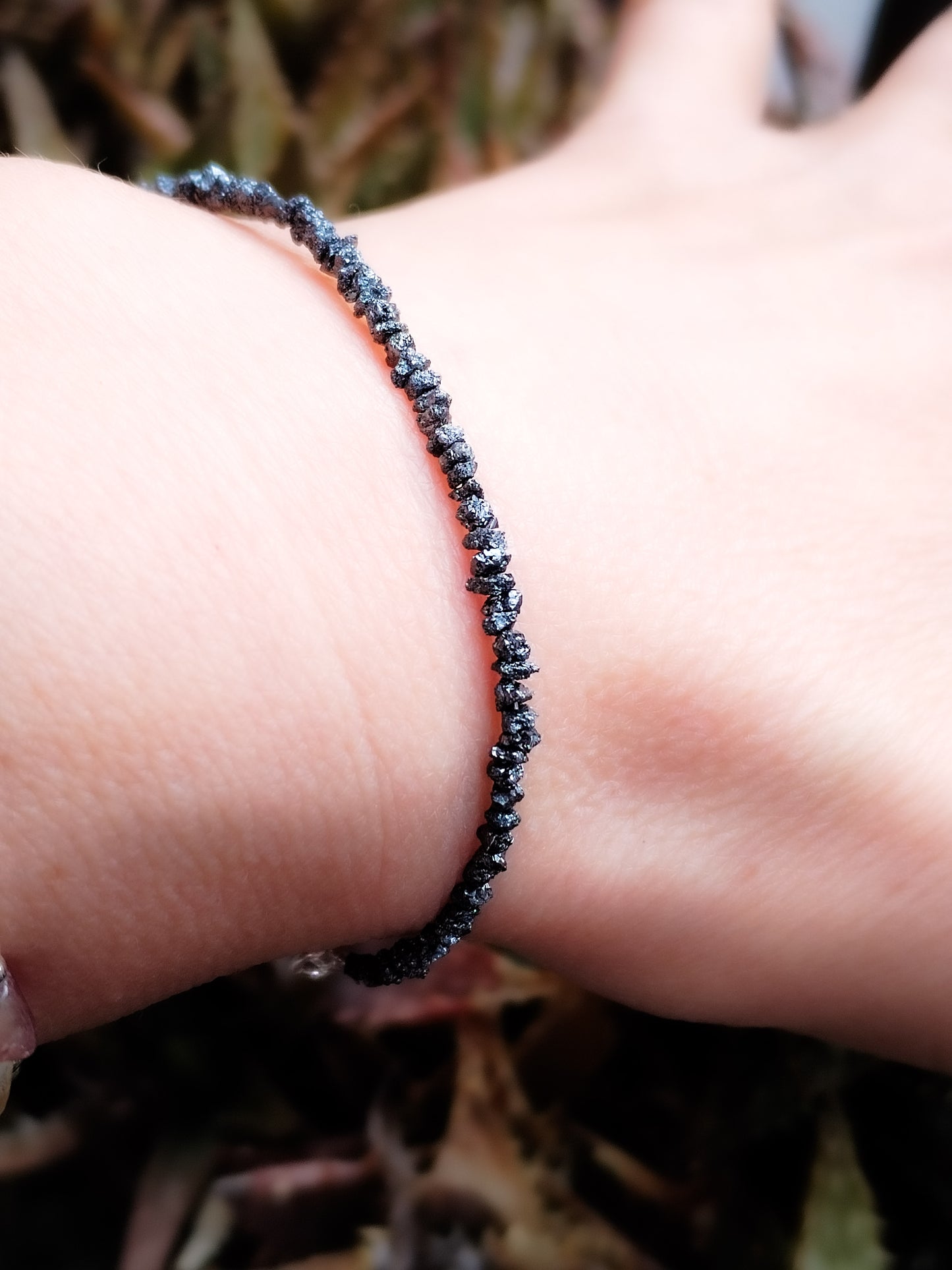 Pulsera de DIAMANTES auténticos negro en bruto