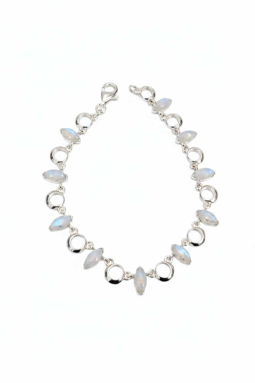 Pulsera de Piedra luna y Plata de ley de diseño