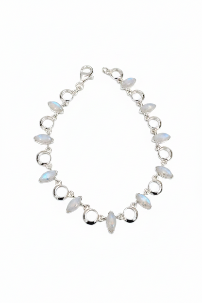 Pulsera de Piedra luna y Plata de ley de diseño