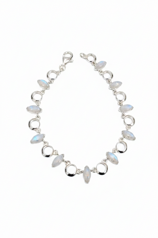 Pulsera de Piedra luna y Plata de ley de diseño