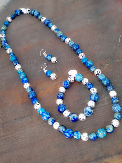Conjunto de Lapislázuli y lava