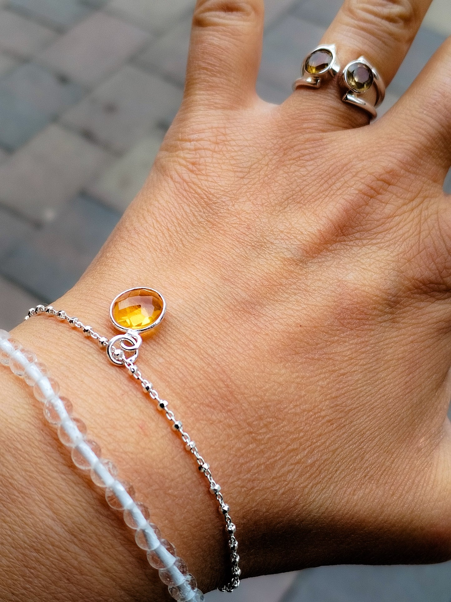 Pulsera de Minerales y plata de ley