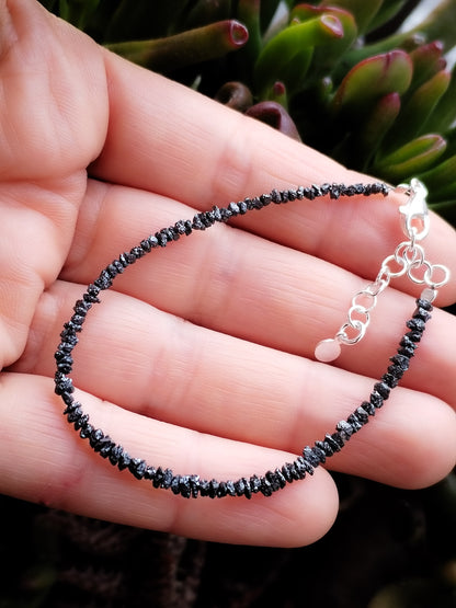 Pulsera de DIAMANTES auténticos negro en bruto
