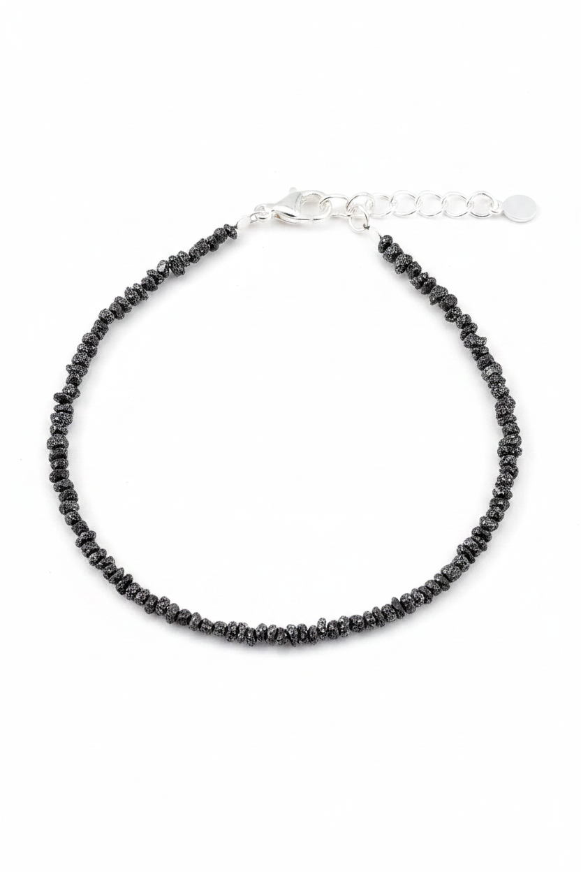 Pulsera de DIAMANTES auténticos negro en bruto