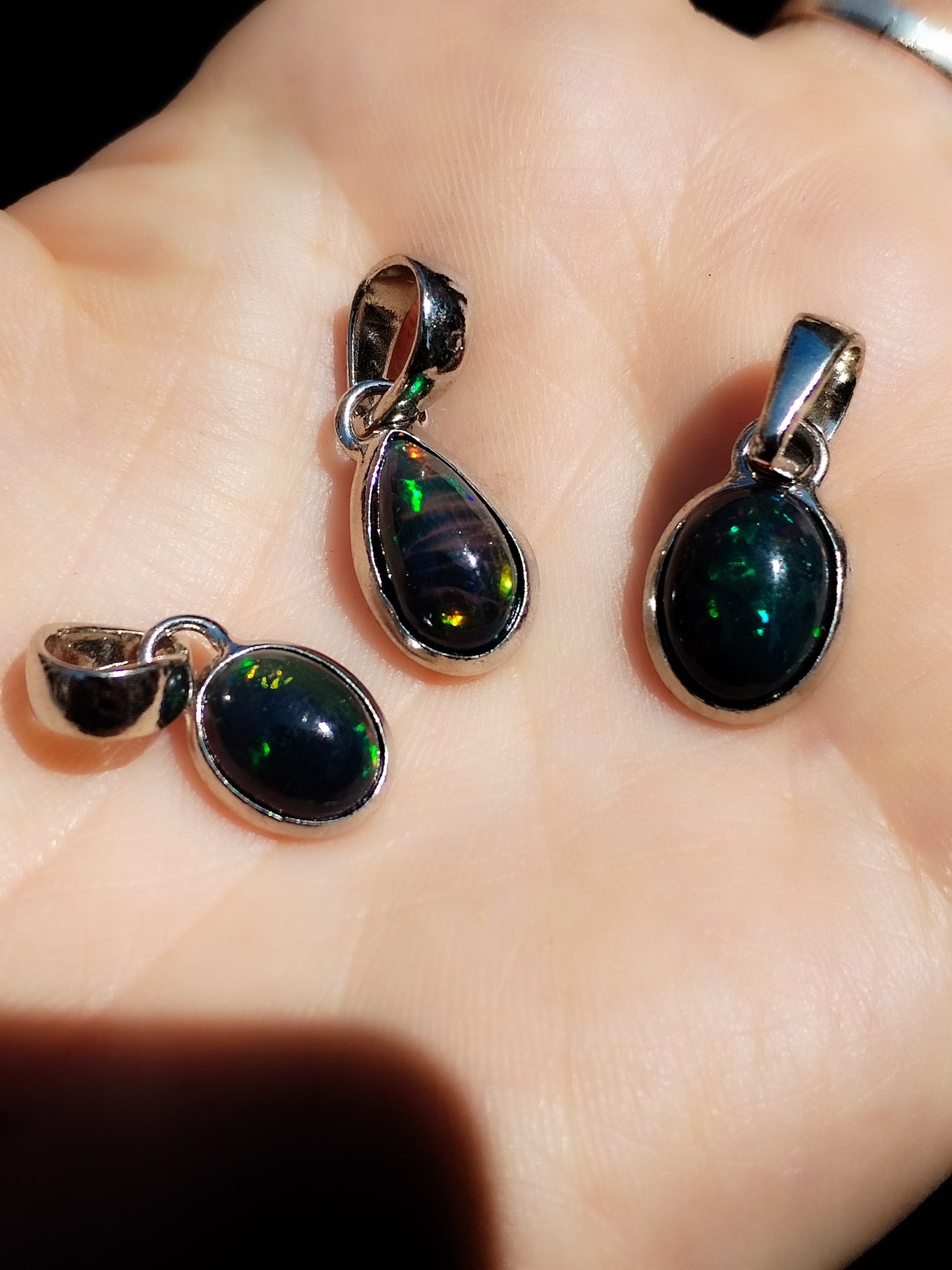 Colgante de Ópalo negro auténtico y plata de ley