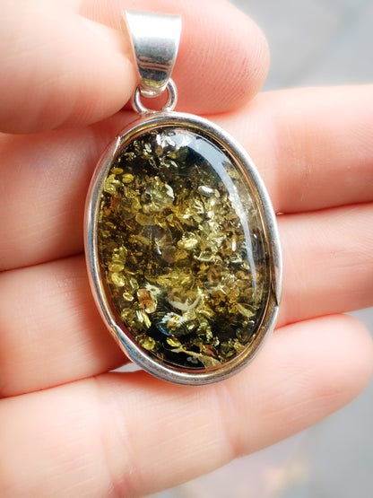 Colgante de Ámbar y Plata de ley