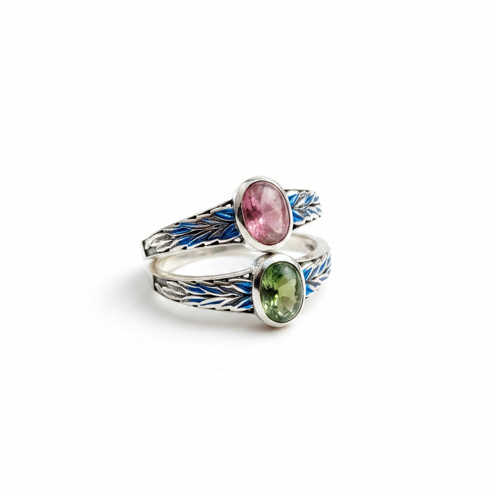 Anillo de Turmalina de Color y plata de ley