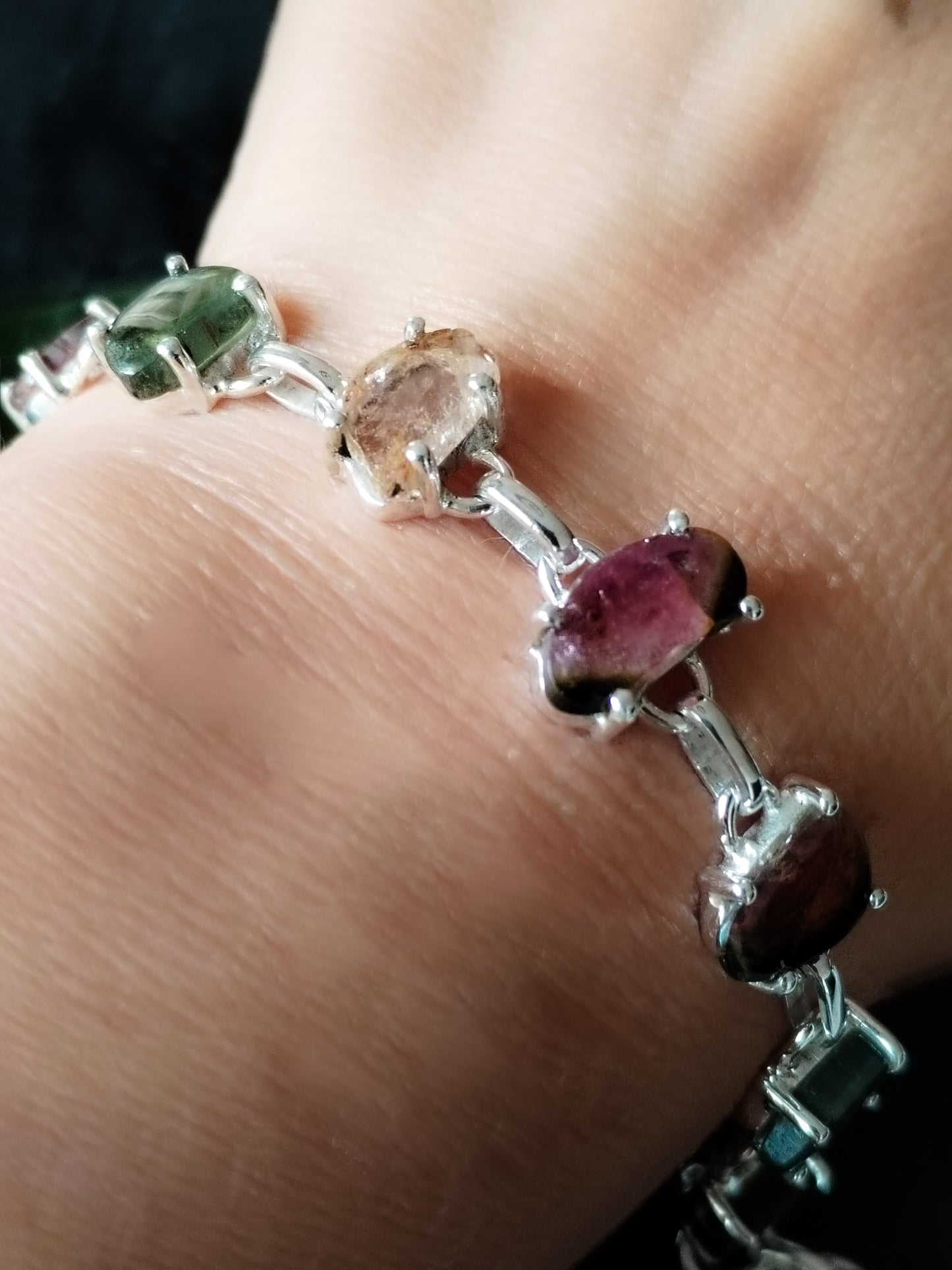 Pulsera de Turmalinas naturales y Plata de ley