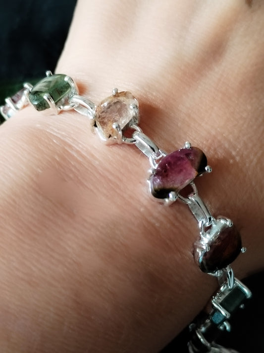 Pulsera de Turmalinas naturales y Plata de ley