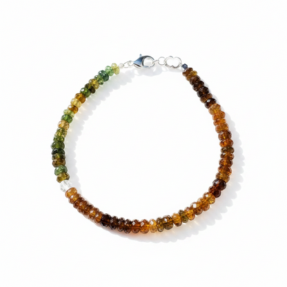 Pulsera de Turmalina Verde y Turmalina Amarilla con bolita de cuarzo