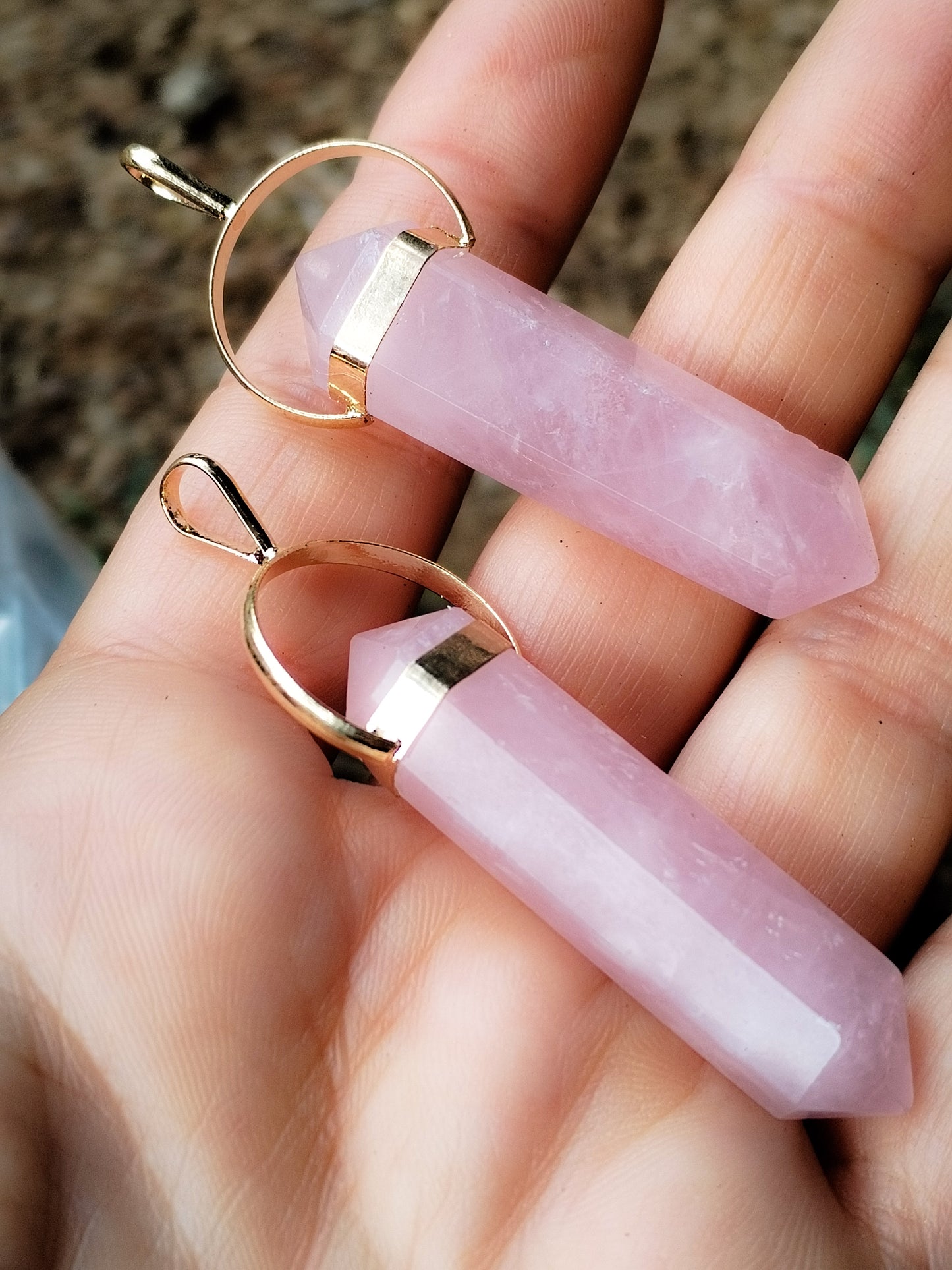 Colgante de Cuarzo Rosa biterminado