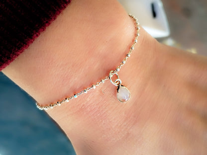 Pulsera de plata de ley y piedra luna