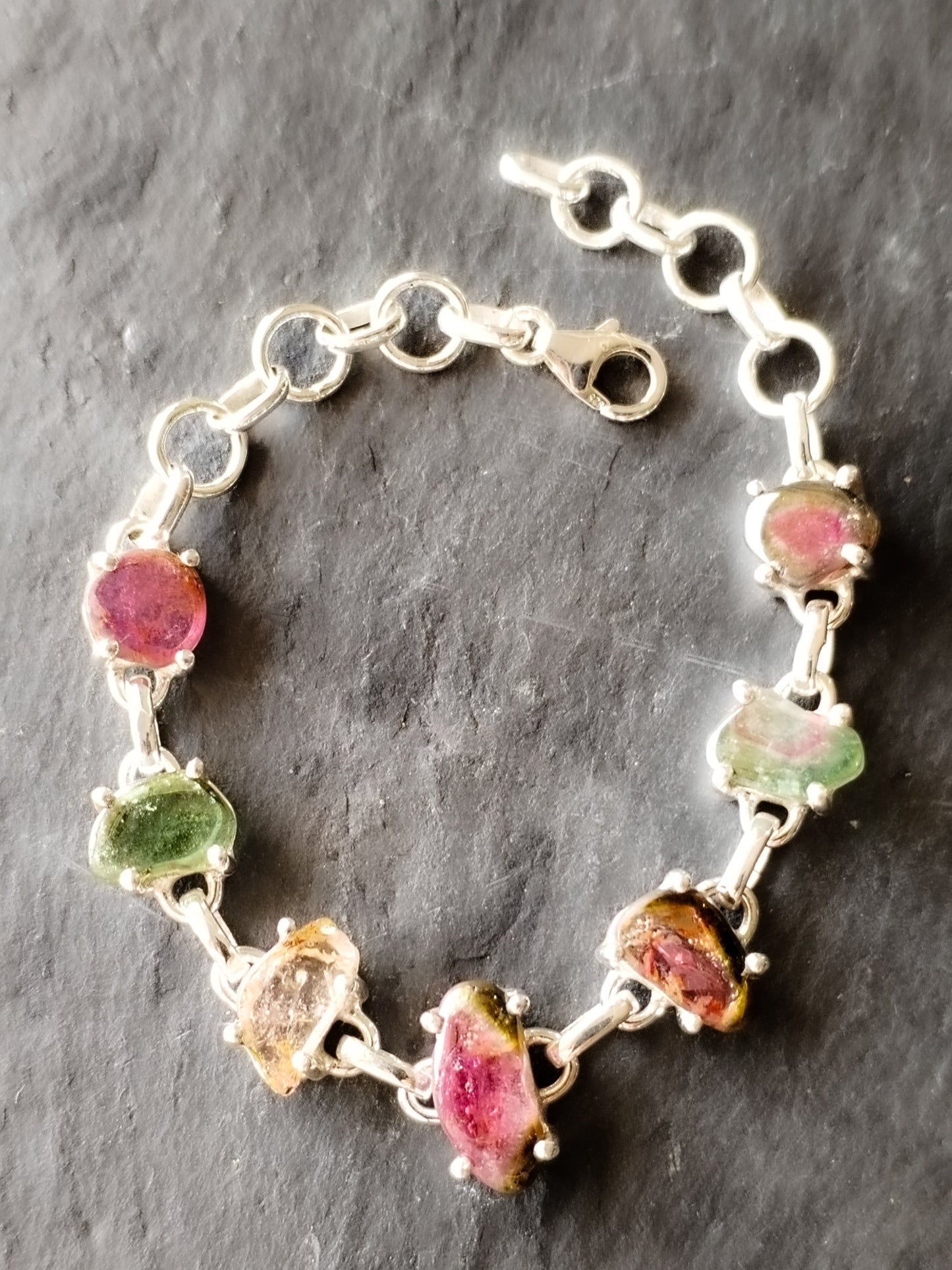 Pulsera de Turmalinas naturales y Plata de ley