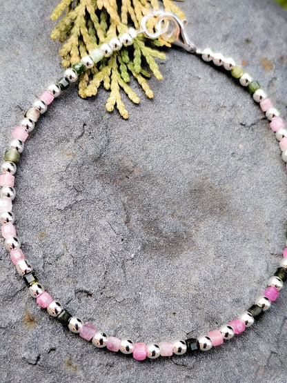 Pulsera de Rubelita y Plata de ley