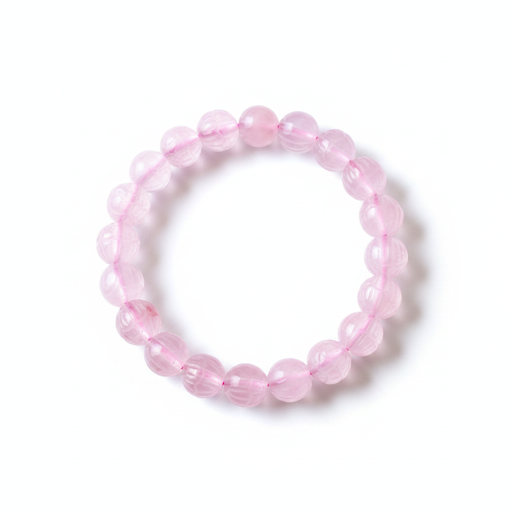 Pulsera de cuarzo rosa tallado
