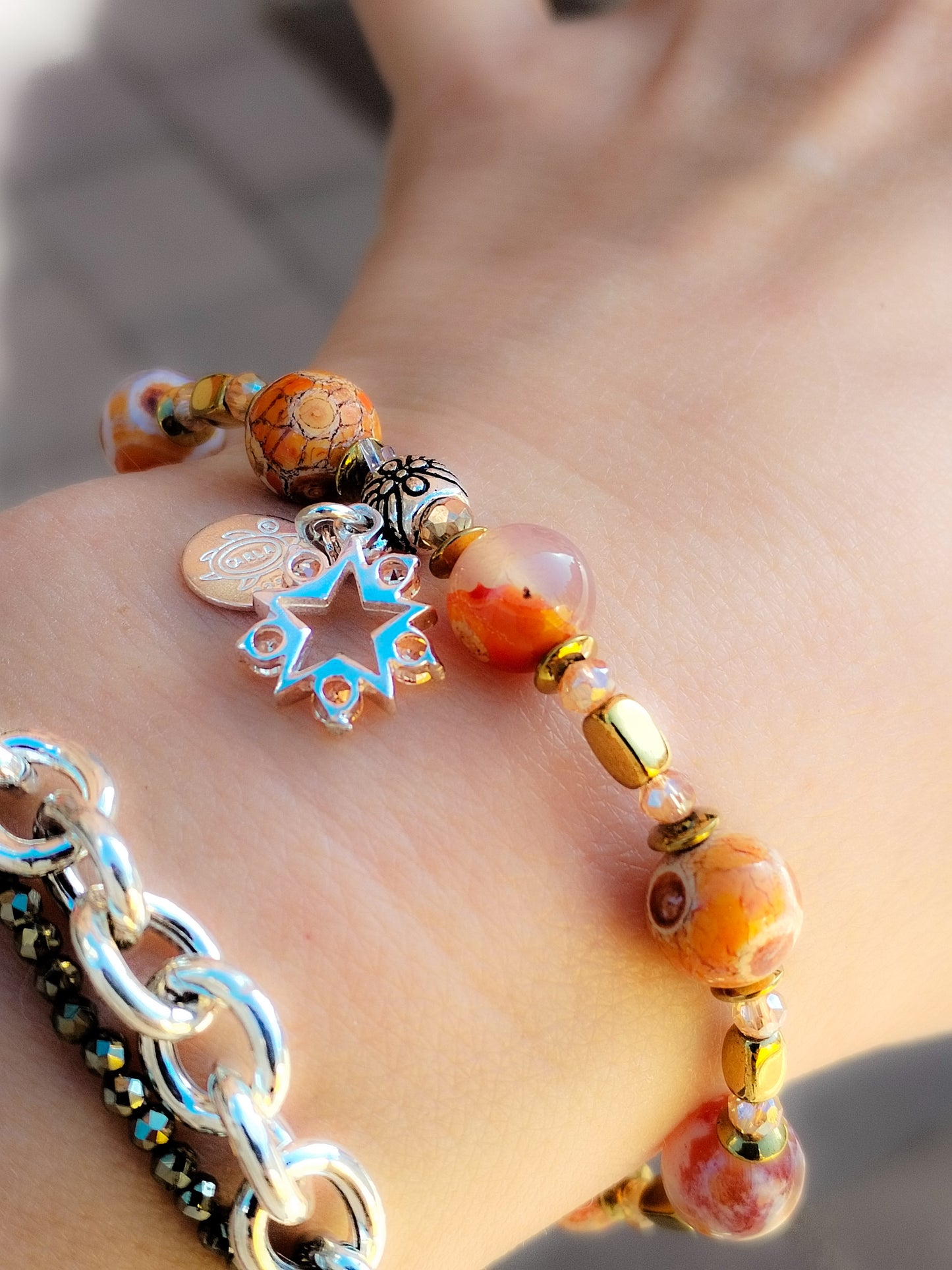Pulsera de Diseño de Minerales y Plata de Ley