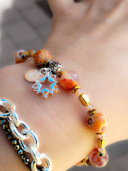 Pulsera de Diseño de Minerales y Plata de Ley