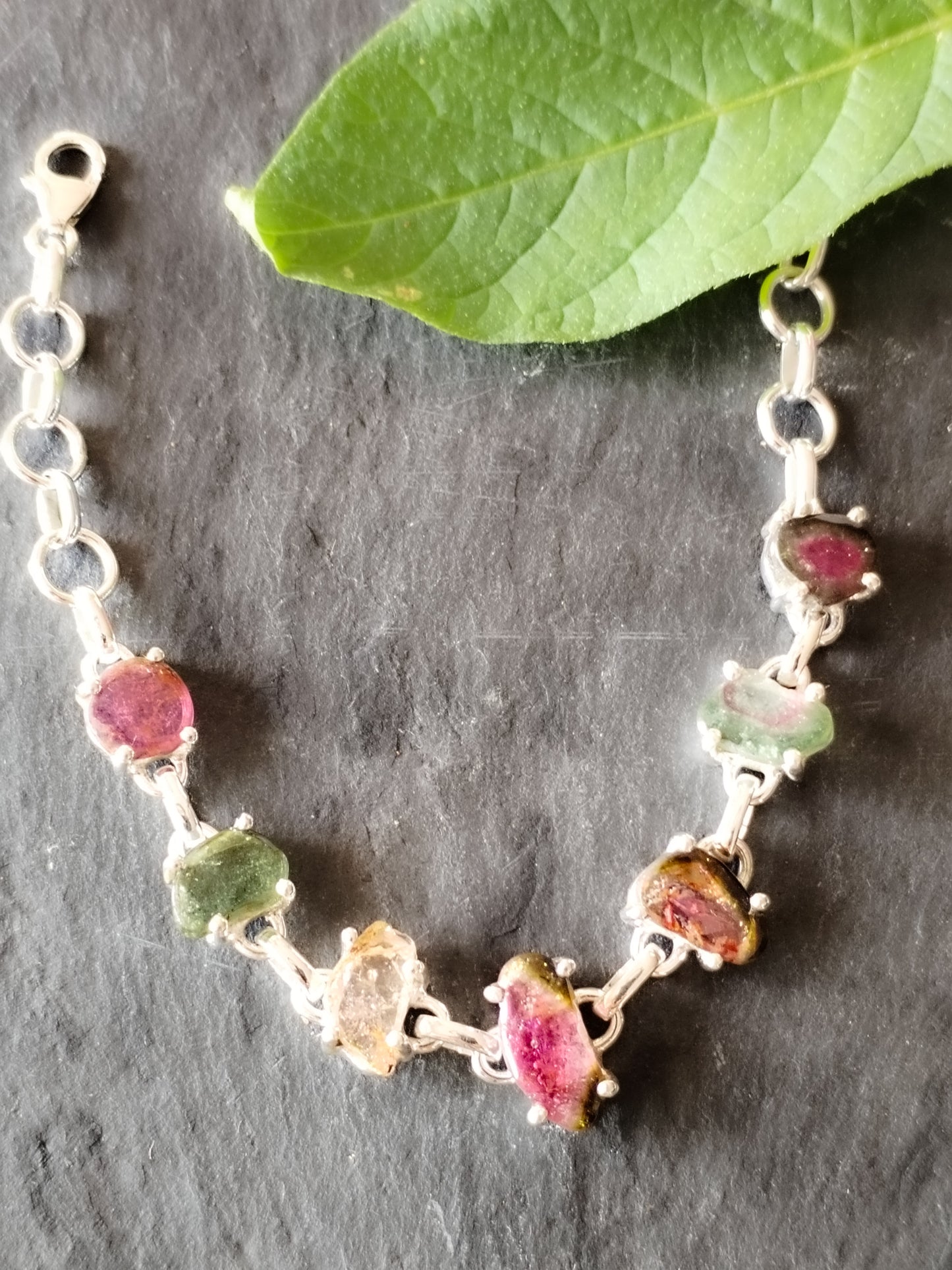 Pulsera de Turmalinas naturales y Plata de ley