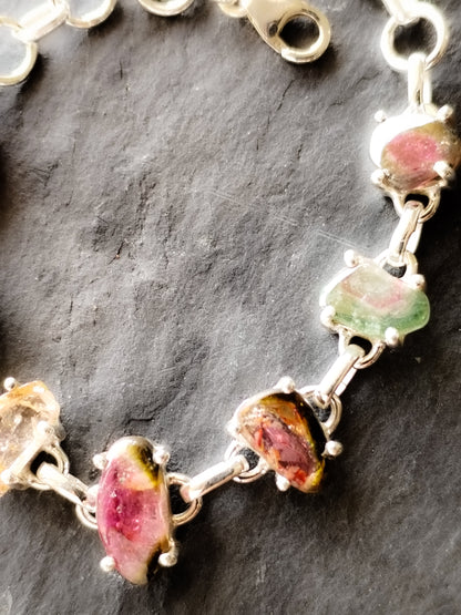 Pulsera de Turmalinas naturales y Plata de ley