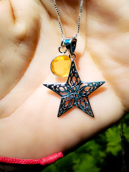 Colgante de Citrino y Estrella de plata de Ley