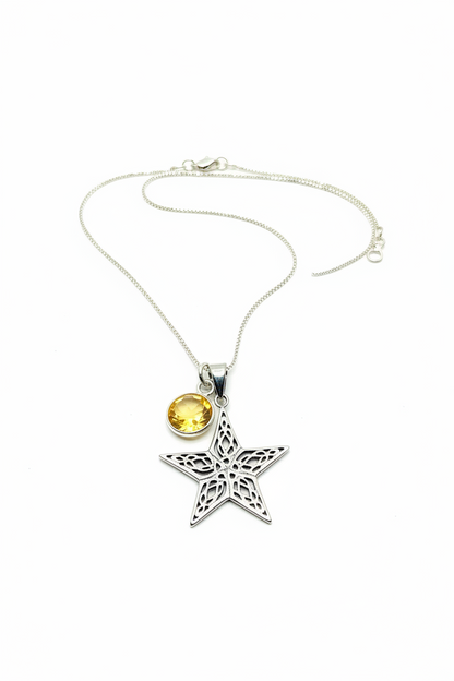 Colgante de Citrino y Estrella de plata de Ley