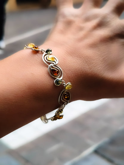 Pulsera de Ámbar y Plata de ley
