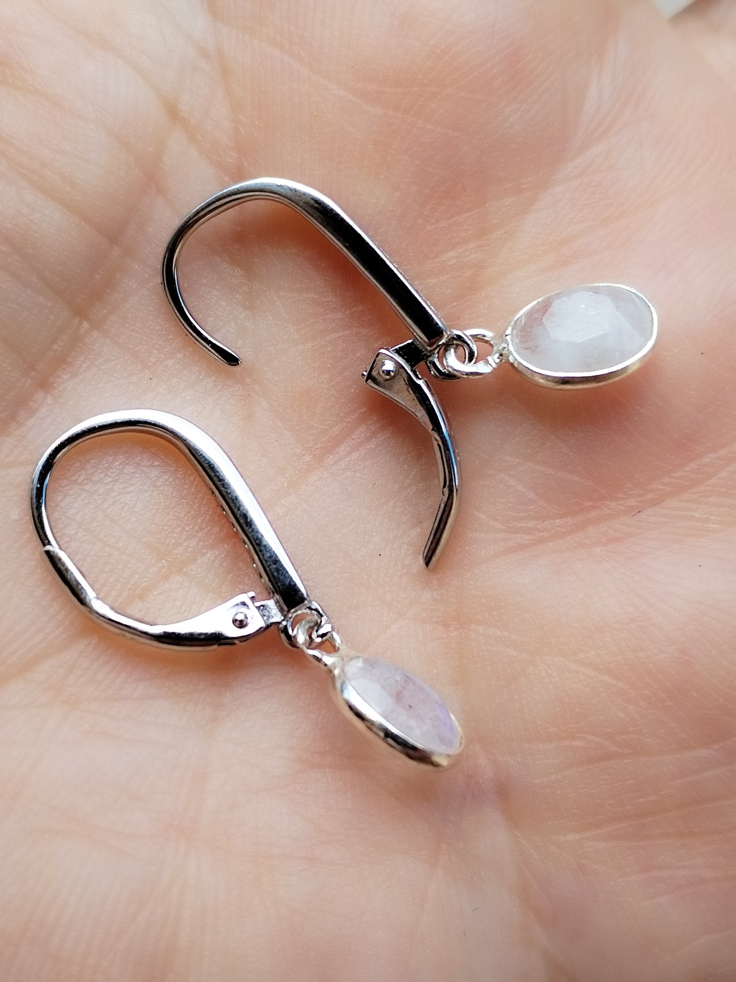 Pendientes de Piedra Luna y Plata de ley