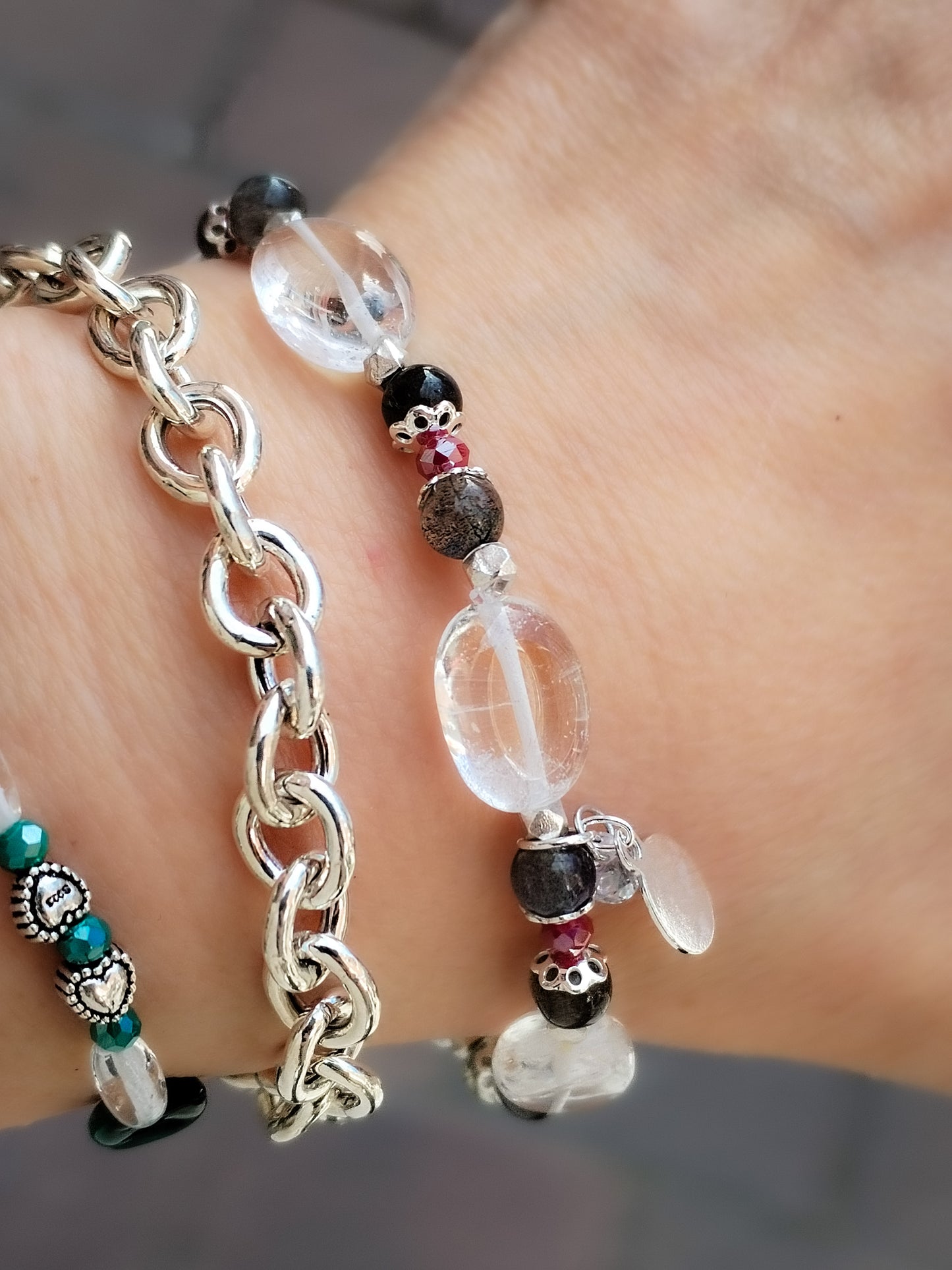 Pulsera de Diseño de Minerales y Plata de Ley