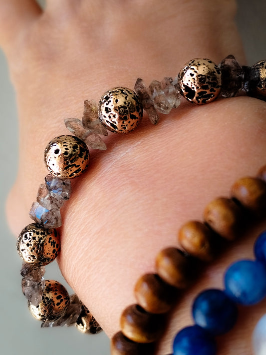 Conjunto de lava y diamante Herkimer