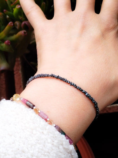 Pulsera de DIAMANTES auténticos negro en bruto
