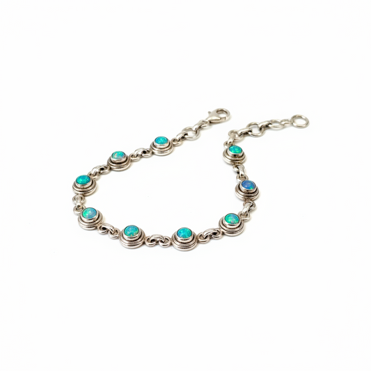 Pulsera de ópalo blanco y Plata de ley