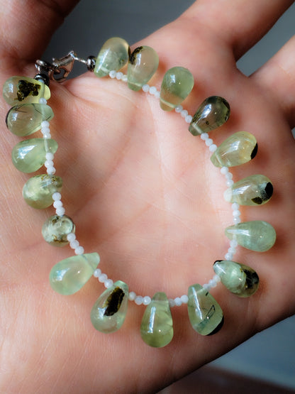Pulsera de Epidota y Calcedonia