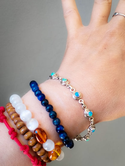 Pulsera de ópalo blanco y Plata de ley