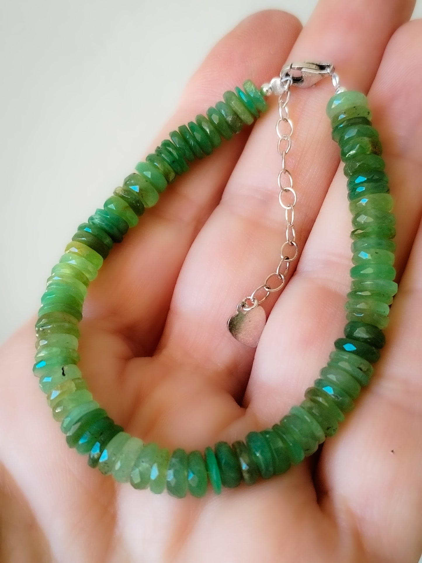Pulsera de crisoprasa y Plata de ley