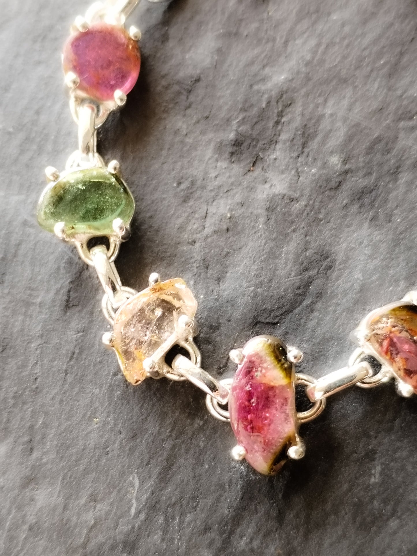 Pulsera de Turmalinas naturales y Plata de ley