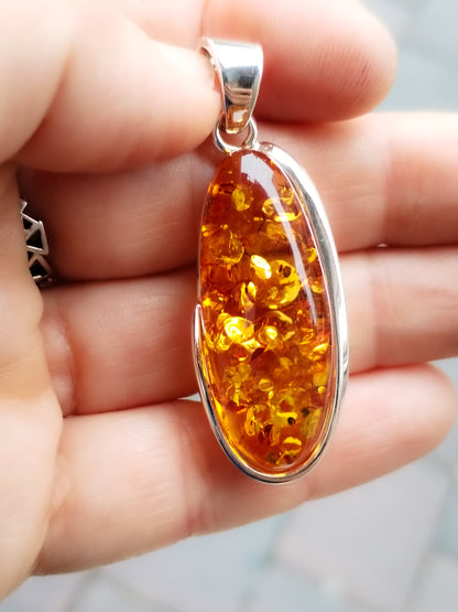 Colgante de Ámbar y Plata de ley