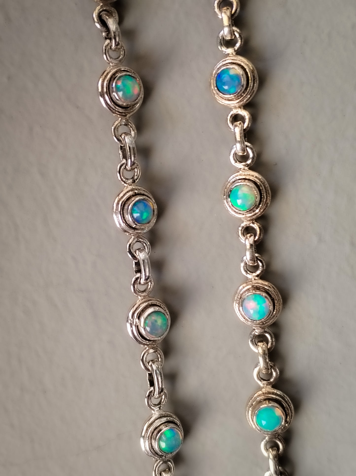 Pulsera de ópalo blanco y Plata de ley