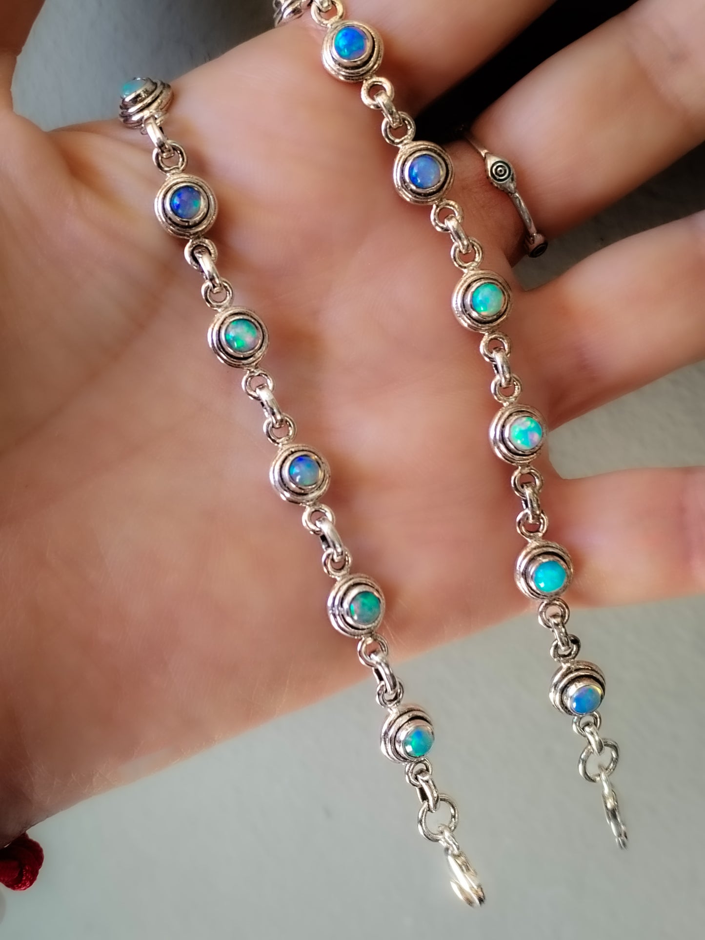 Pulsera de ópalo blanco y Plata de ley