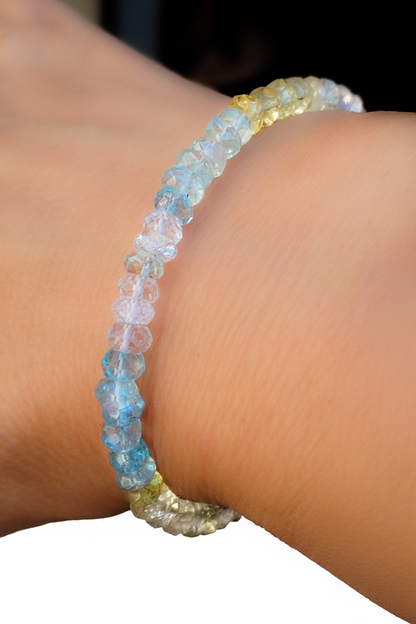 Pulsera de Aguamarina y Heliodoro tallada
