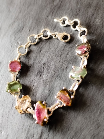 Pulsera de Turmalinas naturales y Plata de ley