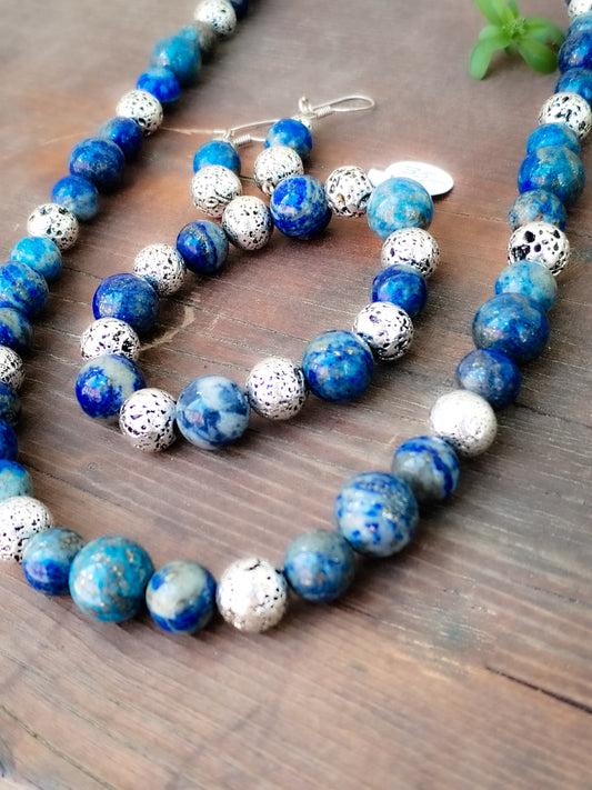 Conjunto de Lapislázuli y lava