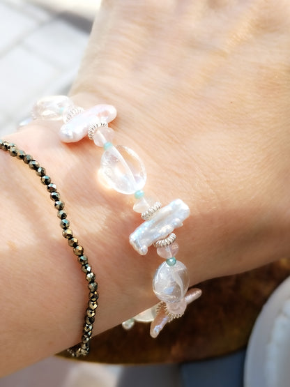 Pulsera de Diseño de Minerales y Plata de Ley