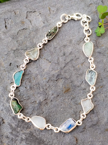 Pulseras de minerales variados naturales y plata de ley