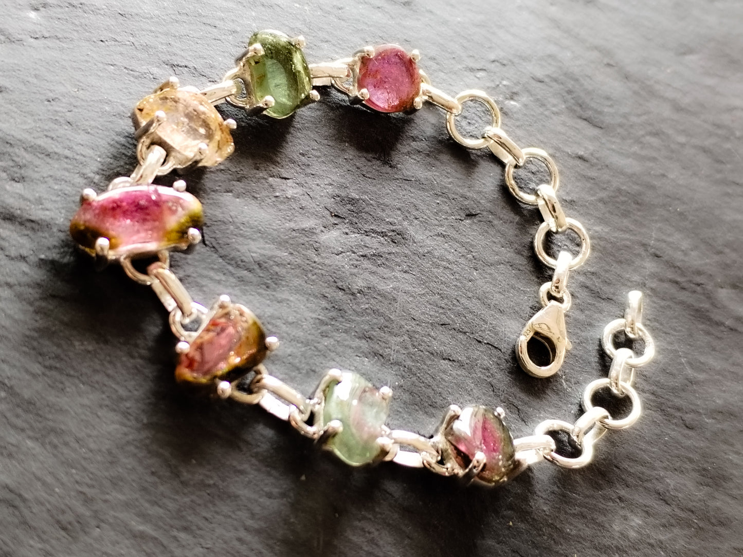 Pulsera de Turmalinas naturales y Plata de ley