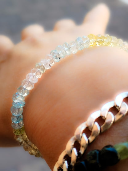 Pulsera de Aguamarina y Heliodoro tallada