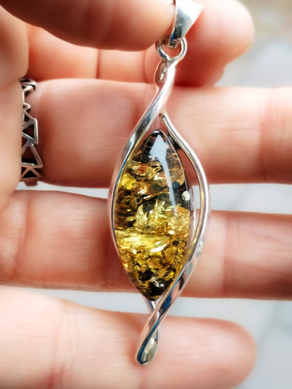 Colgante de Ámbar y Plata de ley