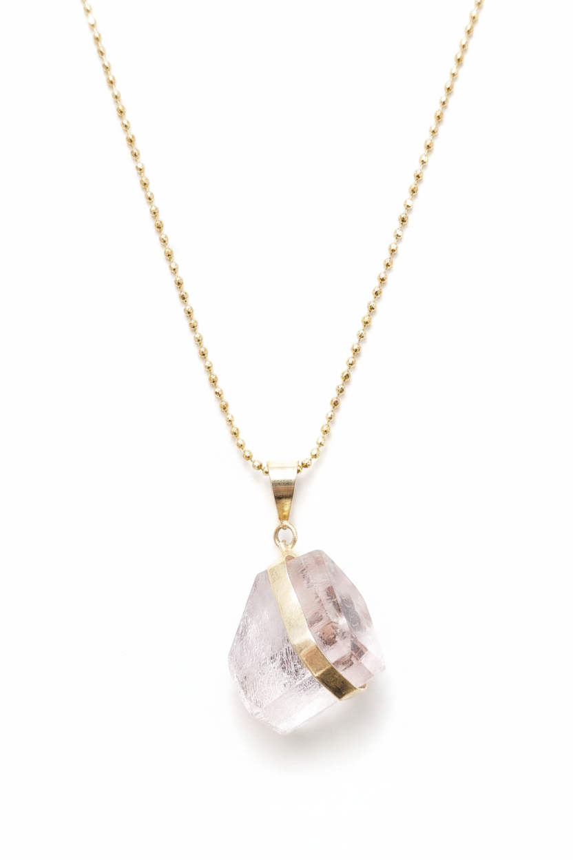 Colgante de Kunzita rosa engarzada en Plata